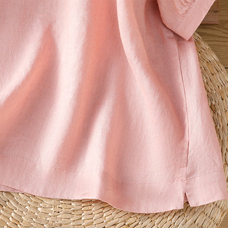 Damska koszulka z krótkim rękawem i haftowanym kwiatowym motywem „Buddha Stones” - image 13