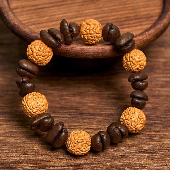 Bransoletka szczęścia z naturalnych ziaren kawy i kamieni Buddha Stones - image 3