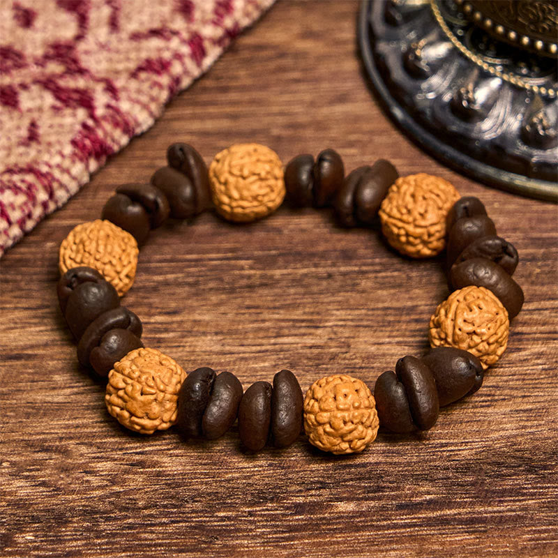 Bransoletka szczęścia z naturalnych ziaren kawy i kamieni Buddha Stones - image 2