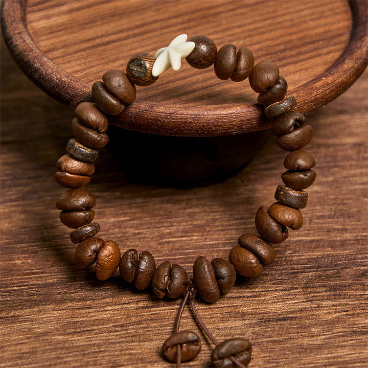 Buddha Stones Ręcznie Robione Naturalne Ziarna Kawy Koraliki Drewniane Bransoletka Rozgwiazda - image 3