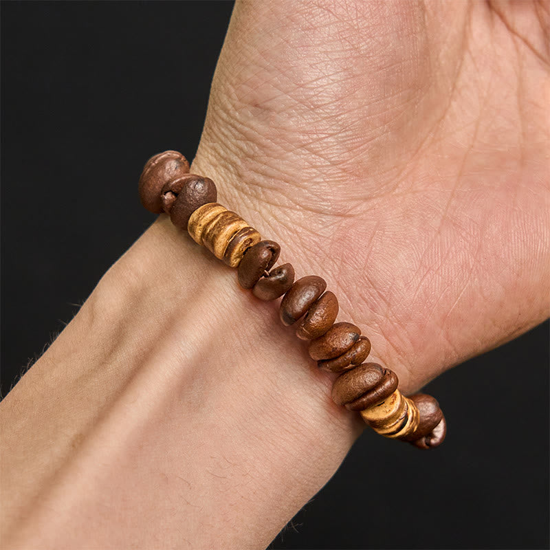 Bransoletka szczęścia z naturalnych ziaren kawy Buddha Stones z łupin kokosa - image 10