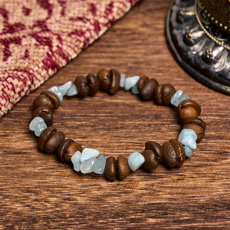 Buddha Stones Ręcznie Robione Naturalne Ziarna Kawy Ametyst Cytryn Amazonit Nieregularna Bransoletka Kryształowa - Ziarna kawy akwamarynowej (obwód nadgarstka 14-17 cm) - image 21