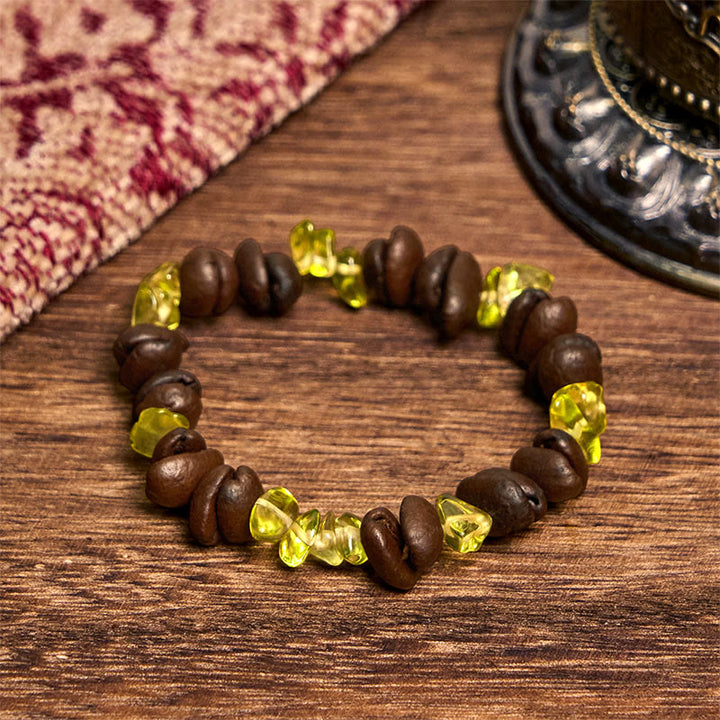 Buddha Stones Ręcznie Robione Naturalne Ziarna Kawy Ametyst Cytryn Amazonit Nieregularna Bransoletka Kryształowa - Ziarna kawy Peridot (obwód nadgarstka 14-17 cm) - image 36