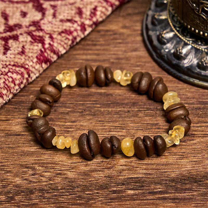 Buddha Stones Ręcznie Robione Naturalne Ziarna Kawy Ametyst Cytryn Amazonit Nieregularna Bransoletka Kryształowa - Ziarna kawy cytrynowej (obwód nadgarstka 14-17 cm) - image 6