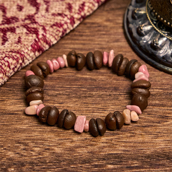 Buddha Stones Ręcznie Robione Naturalne Ziarna Kawy Ametyst Cytryn Amazonit Nieregularna Bransoletka Kryształowa - Ziarna kawy rodonitowej (obwód nadgarstka 14-17 cm) - image 16