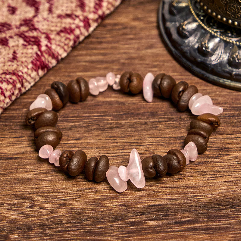 Buddha Stones Ręcznie Robione Naturalne Ziarna Kawy Ametyst Cytryn Amazonit Nieregularna Bransoletka Kryształowa - Ziarna kawy z kwarcu truskawkowego (obwód nadgarstka 14-17 cm) - image 31