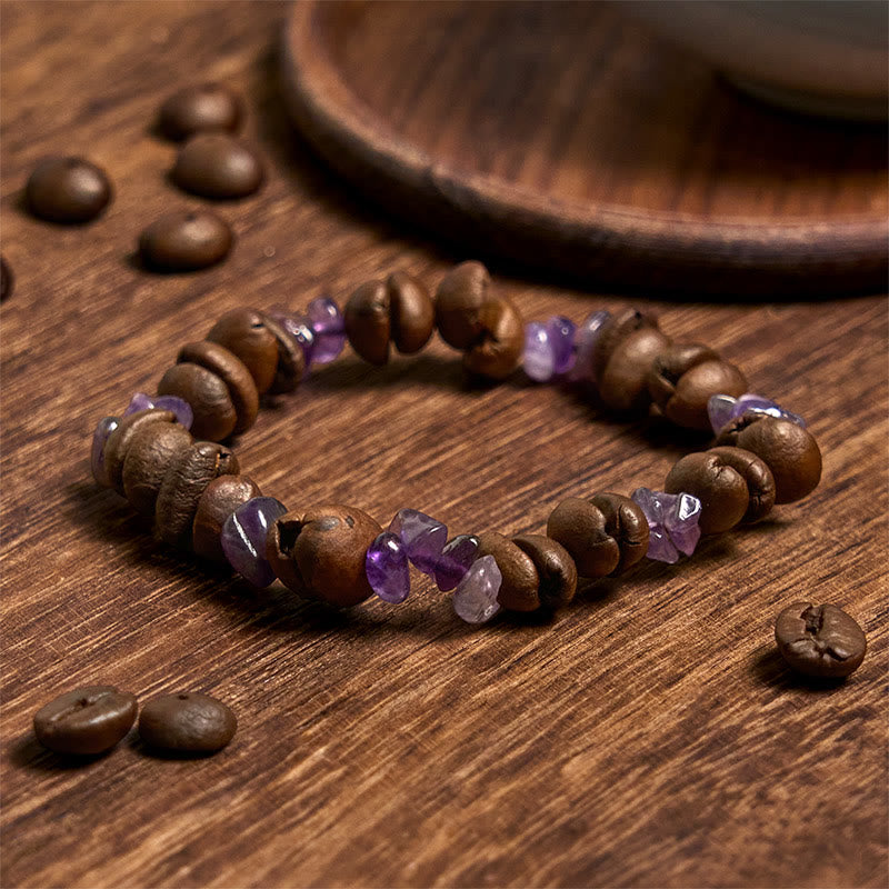 Buddha Stones Ręcznie Robione Naturalne Ziarna Kawy Ametyst Cytryn Amazonit Nieregularna Bransoletka Kryształowa - image 2