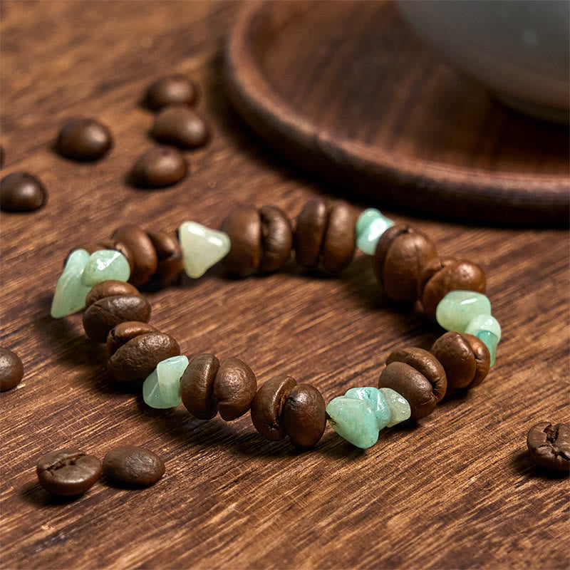 Buddha Stones Ręcznie Robione Naturalne Ziarna Kawy Ametyst Cytryn Amazonit Nieregularna Bransoletka Kryształowa - image 12