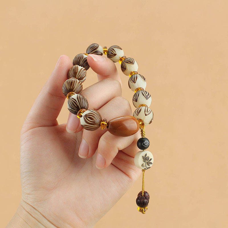 Bransoletka z białymi nasionami Bodhi i Buddha Stones , Mala Tybetańska - image 5
