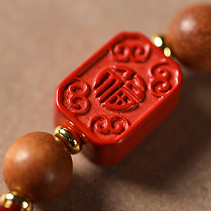 Bransoletka z błogosławieństwem z Buddha Stones , koralików z drewna cynobrowego i postaci lotosu Fu - image 16