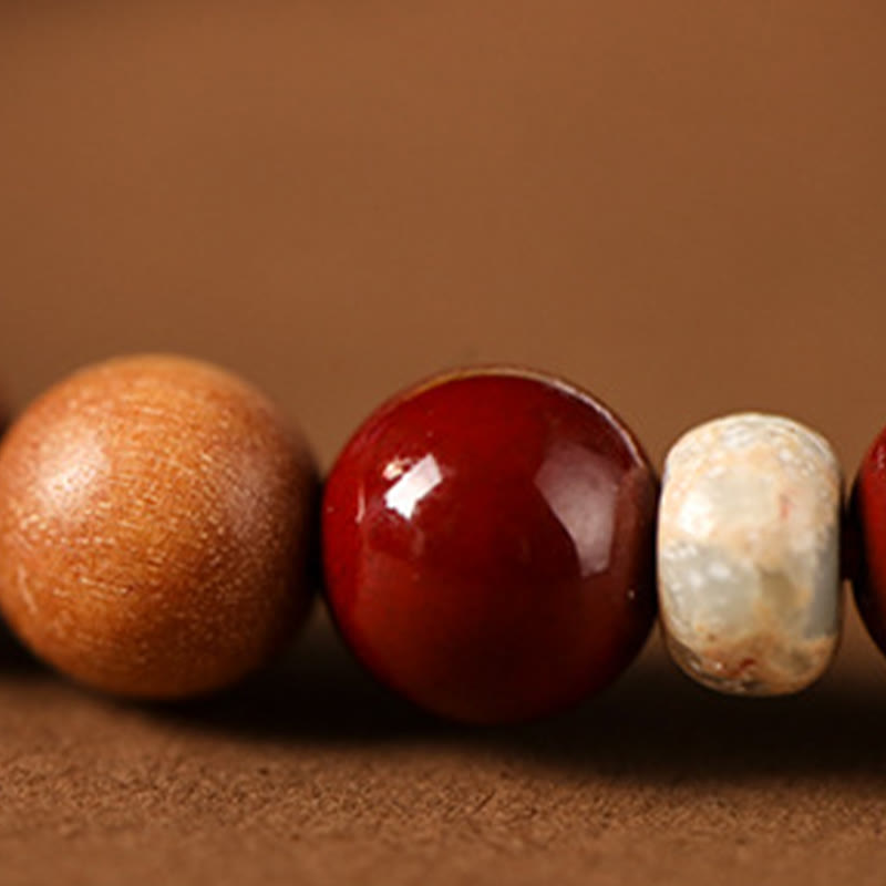 Bransoletka z błogosławieństwem z Buddha Stones , koralików z drewna cynobrowego i postaci lotosu Fu - image 17