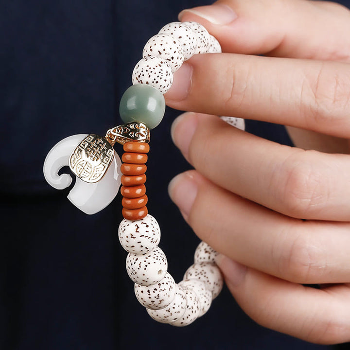 Bransoletka z ręcznie polerowanych Buddha Stones z motywem gwiazdy i księżyca Bodhi, wzorem słonia i wewnętrznym spokojem - image 11
