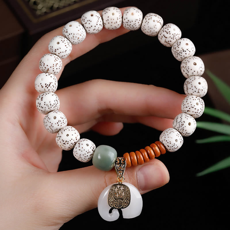 Bransoletka z ręcznie polerowanych Buddha Stones z motywem gwiazdy i księżyca Bodhi, wzorem słonia i wewnętrznym spokojem - image 12
