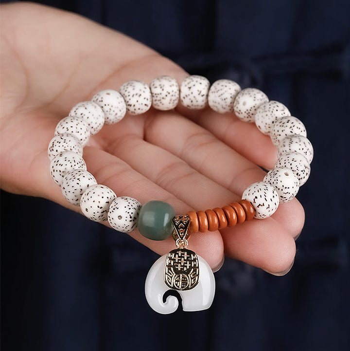 Bransoletka z ręcznie polerowanych Buddha Stones z motywem gwiazdy i księżyca Bodhi, wzorem słonia i wewnętrznym spokojem - image 9