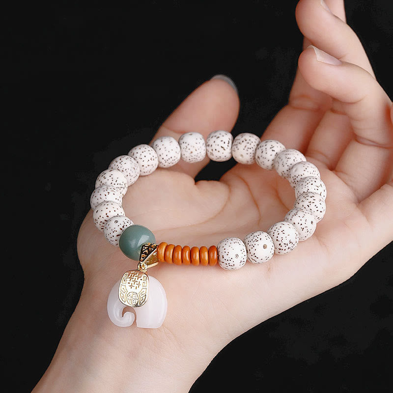 Bransoletka z ręcznie polerowanych Buddha Stones z motywem gwiazdy i księżyca Bodhi, wzorem słonia i wewnętrznym spokojem - image 8
