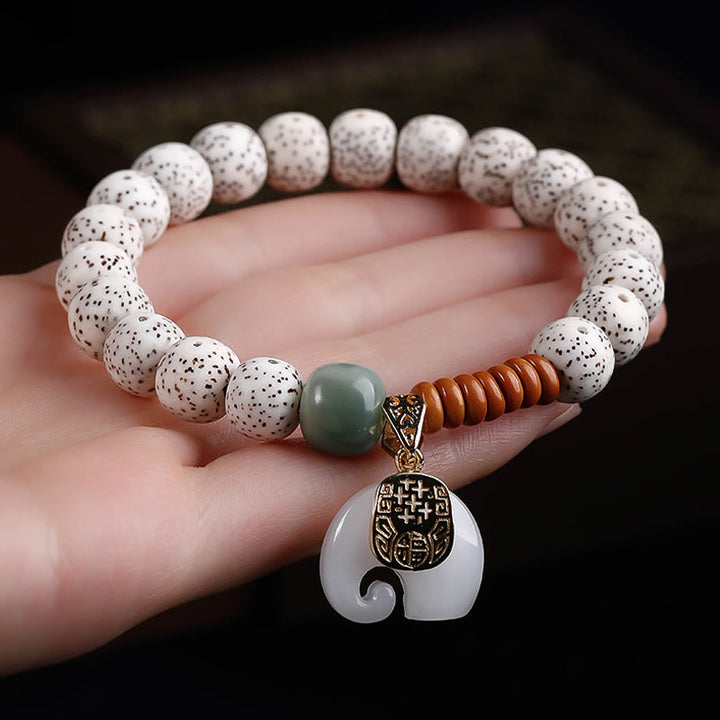 Bransoletka z ręcznie polerowanych Buddha Stones z motywem gwiazdy i księżyca Bodhi, wzorem słonia i wewnętrznym spokojem - image 2