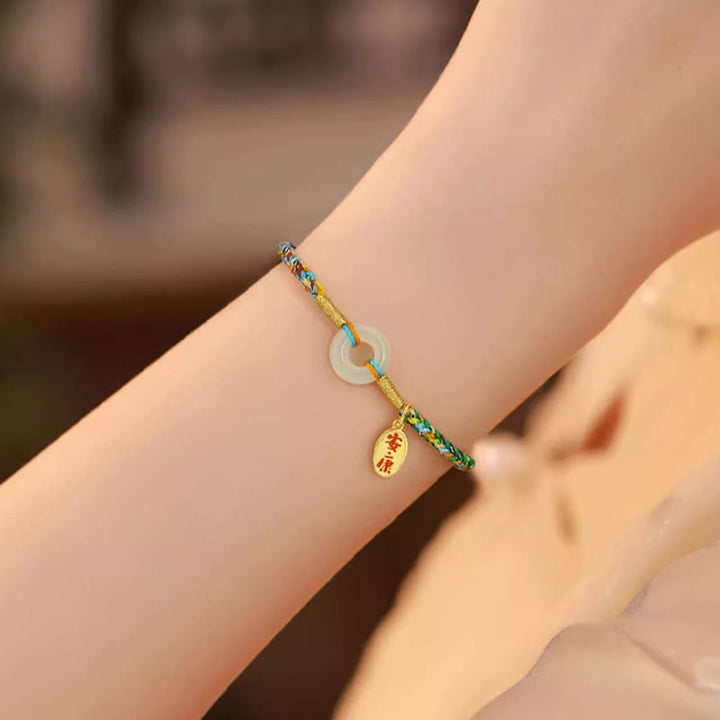 Bransoletka z kolorową liną z jadeitu i Buddha Stones, ręcznie robiona, z klamrą pokoju i dobrobytu, wykonana ze srebra próby 925 - image 11