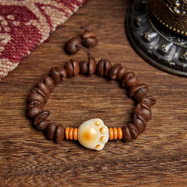 Buddha Stones Naturalne Łapki Kociej Kawy Ziarna Bodhi Bransoletka Koraliki - Ziarno kawy (obwód nadgarstka: 16 cm) - image 1