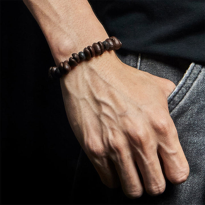 Bransoletka z naturalnych ziaren kawy z Buddha Stones , tygrysiego oka i szarego jaspisu z lawy - image 15