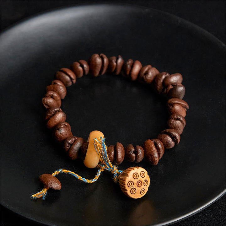 Buddha Stones Naturalne Lotos Seedpod Kawy Ziarna Drewna Wenge Bodhi Bransoletka Nasion - image 4
