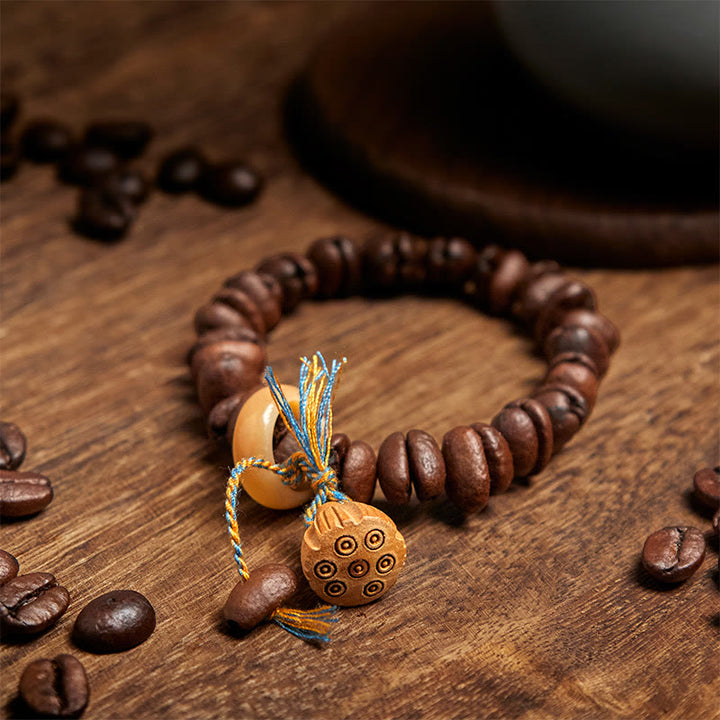 Buddha Stones Naturalne Lotos Seedpod Kawy Ziarna Drewna Wenge Bodhi Bransoletka Nasion - image 3