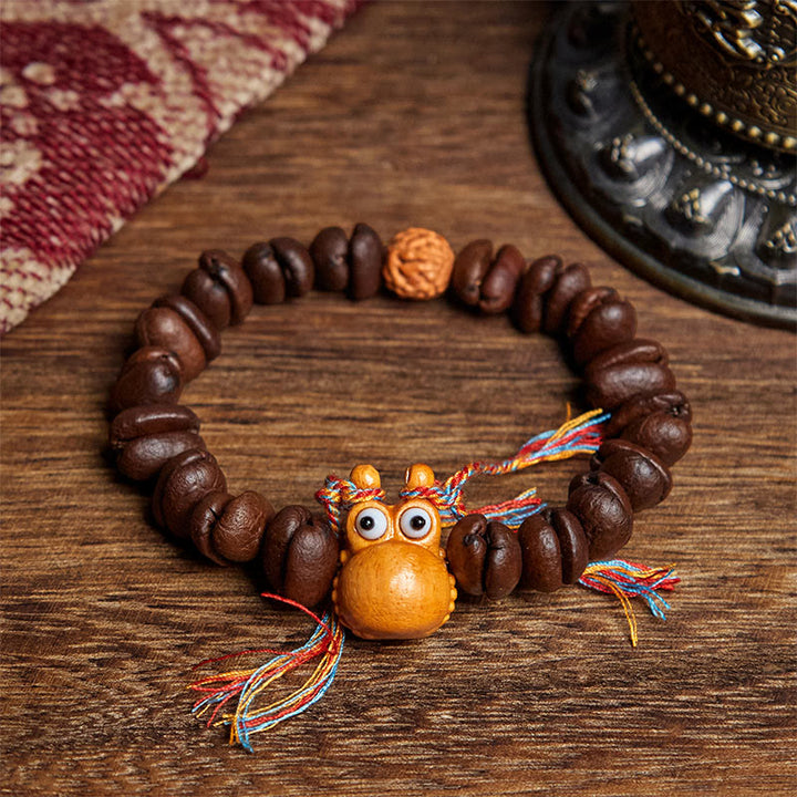 Buddha Stones Ręcznie Robione Zabawne Hipopotam Ziarna Kawy Bransoletka Z Drewna Wenge - Ziarno kawy (obwód nadgarstka: 17,5 cm) - image 1