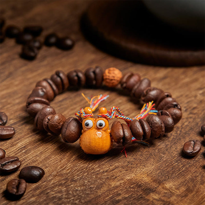 Buddha Stones Ręcznie Robione Zabawne Hipopotam Ziarna Kawy Bransoletka Z Drewna Wenge - image 3