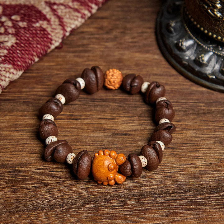 Buddha Stones Ręcznie Robione Monety Miedziane Kraba Ziarna Kawy Bransoletka Z Drewna Wenge - Ziarno kawy (obwód nadgarstka: 17,5 cm) - image 1