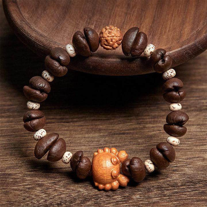 Buddha Stones Ręcznie Robione Monety Miedziane Kraba Ziarna Kawy Bransoletka Z Drewna Wenge - image 2