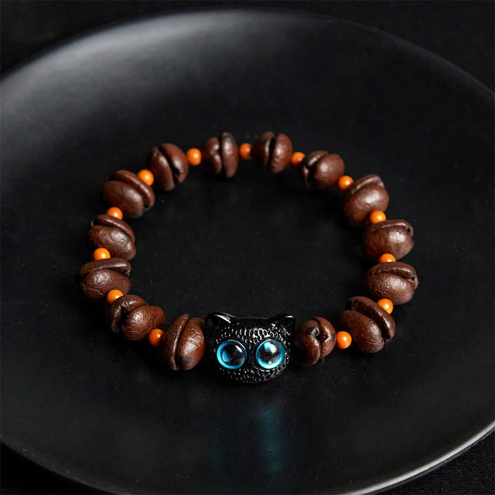Bransoletka z naturalnych, słodkich ziaren kawy z kamieniami Buddha Stones - image 4