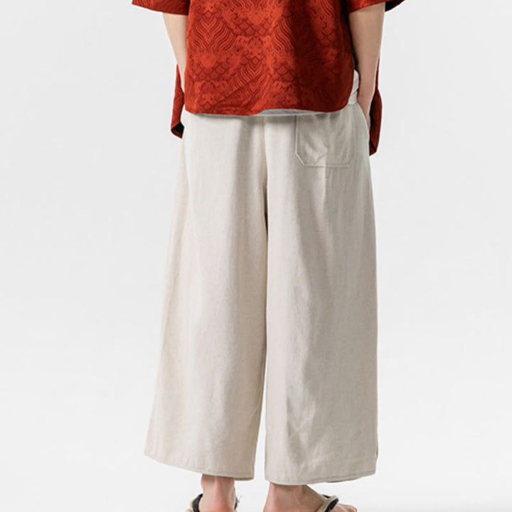 Spodnie męskie z bawełny i lnu, luźne, luźne, z guzikami żabki, o długości 7-8, z kieszeniami, z Buddha Stones - image 8