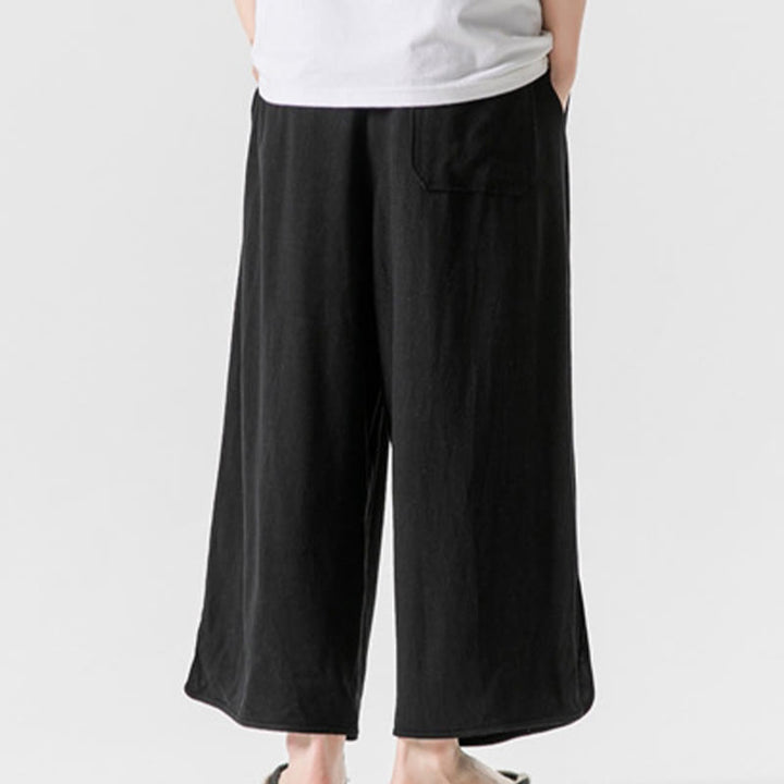 Spodnie męskie z bawełny i lnu, luźne, luźne, z guzikami żabki, o długości 7-8, z kieszeniami, z Buddha Stones - image 13