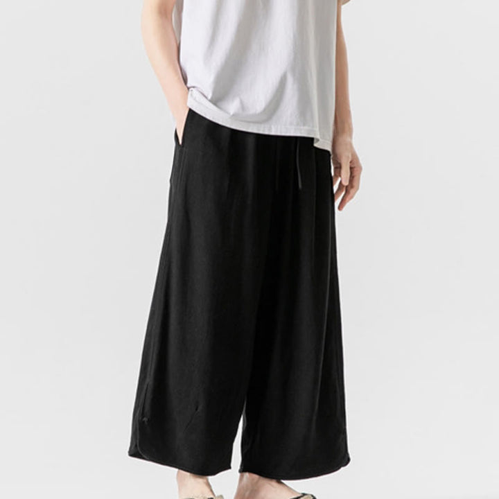 Spodnie męskie z bawełny i lnu, luźne, luźne, z guzikami żabki, o długości 7-8, z kieszeniami, z Buddha Stones - image 20