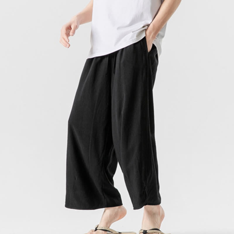 Spodnie męskie z bawełny i lnu, luźne, luźne, z guzikami żabki, o długości 7-8, z kieszeniami, z Buddha Stones - image 19