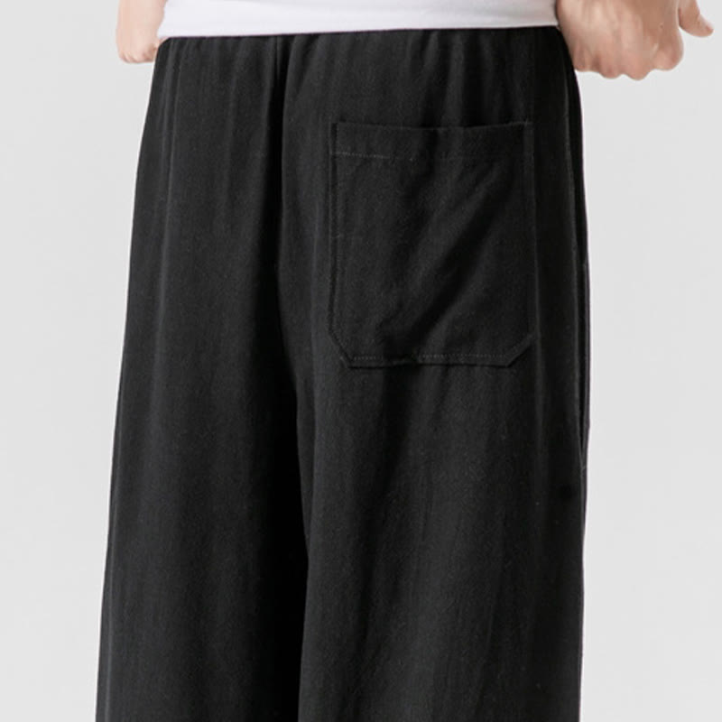 Spodnie męskie z bawełny i lnu, luźne, luźne, z guzikami żabki, o długości 7-8, z kieszeniami, z Buddha Stones - image 26