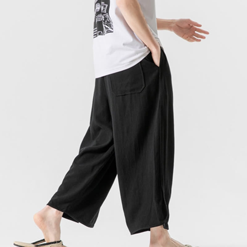 Spodnie męskie z bawełny i lnu, luźne, luźne, z guzikami żabki, o długości 7-8, z kieszeniami, z Buddha Stones - image 23