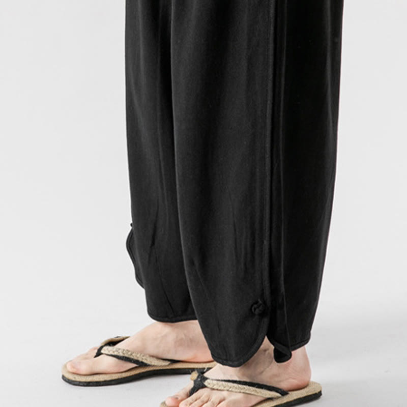 Spodnie męskie z bawełny i lnu, luźne, luźne, z guzikami żabki, o długości 7-8, z kieszeniami, z Buddha Stones - image 22