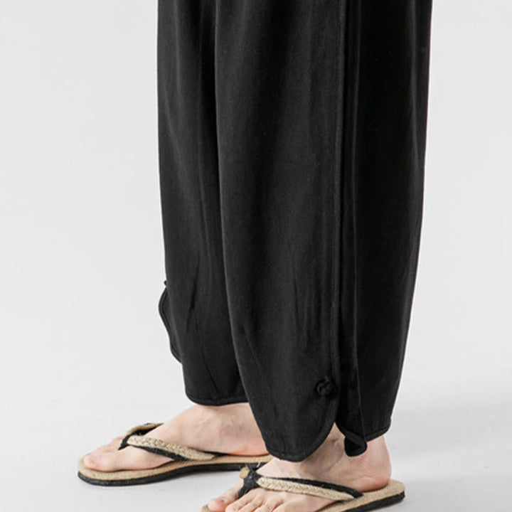 Spodnie męskie z bawełny i lnu, luźne, luźne, z guzikami żabki, o długości 7-8, z kieszeniami, z Buddha Stones - image 22