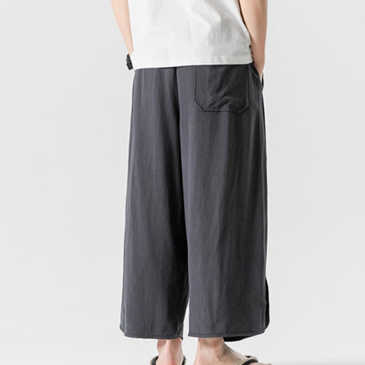 Spodnie męskie z bawełny i lnu, luźne, luźne, z guzikami żabki, o długości 7-8, z kieszeniami, z Buddha Stones - image 32