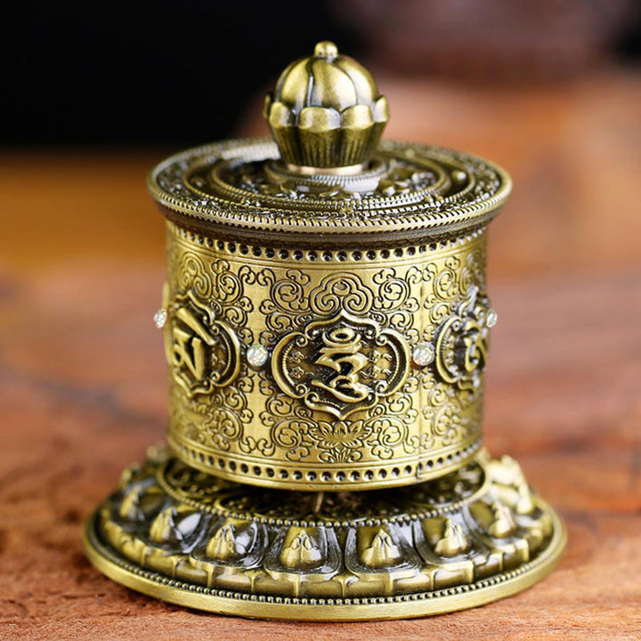 Buddha Stones Tybetańskie Błogosławieństwo Koło Modlitewne Dekoracja Samochodowa - Brązowy - image 0