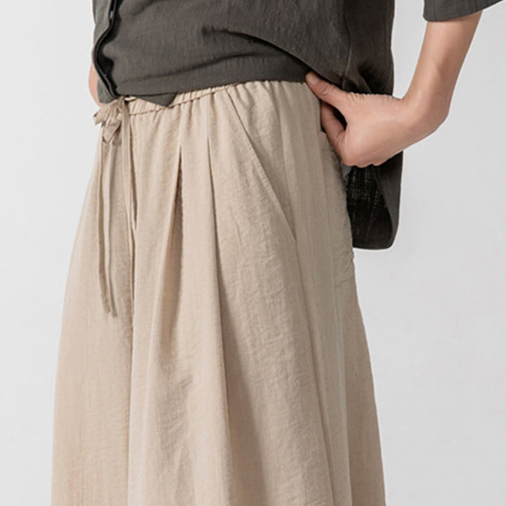 Spodnie męskie z szerokimi nogawkami i kieszeniami, luźne, bawełniane, z guzikami żabki, z kolekcji Buddha Stones, o długości 7-8 - image 12