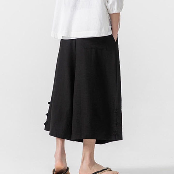 Spodnie męskie z szerokimi nogawkami i kieszeniami, luźne, bawełniane, z guzikami żabki, z kolekcji Buddha Stones, o długości 7-8 - image 19