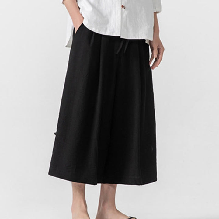 Spodnie męskie z szerokimi nogawkami i kieszeniami, luźne, bawełniane, z guzikami żabki, z kolekcji Buddha Stones, o długości 7-8 - image 16