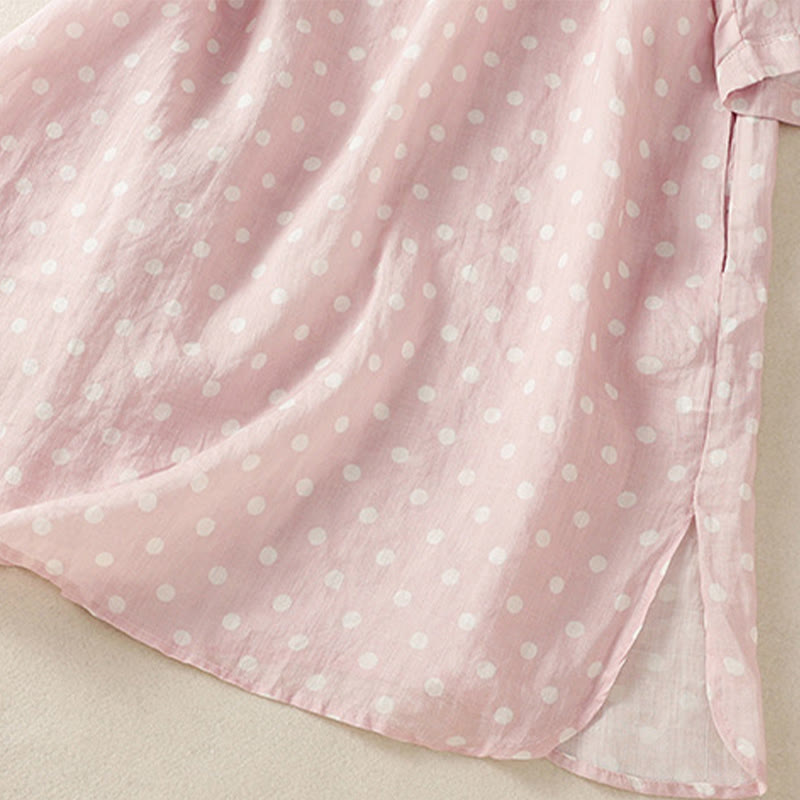 Sukienka midi z poliestru z kieszeniami i kołnierzykiem w groszki z motywem Buddha Stones - image 14