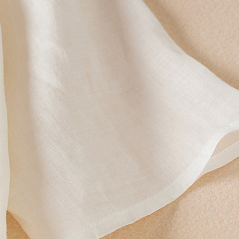 Sukienka midi z bawełny z haftowanymi liśćmi i Buddha Stones , z okrągłym dekoltem i krótkim rękawem - image 13