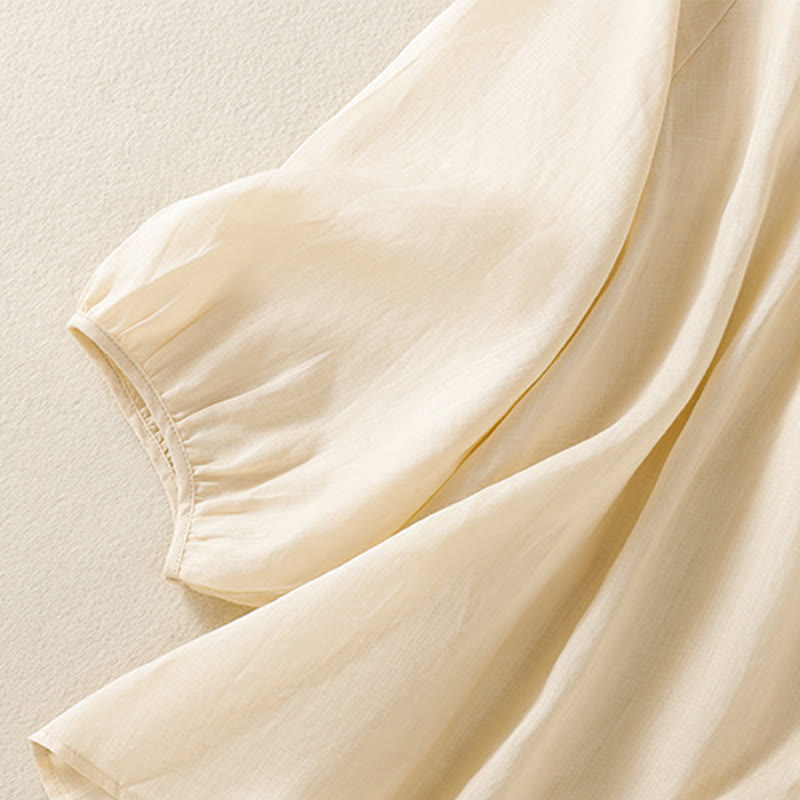 Koszula damska z bawełny Buddha Stones, prosta, zapinana na guziki, z okrągłym dekoltem i rękawami trzy czwarte - image 19