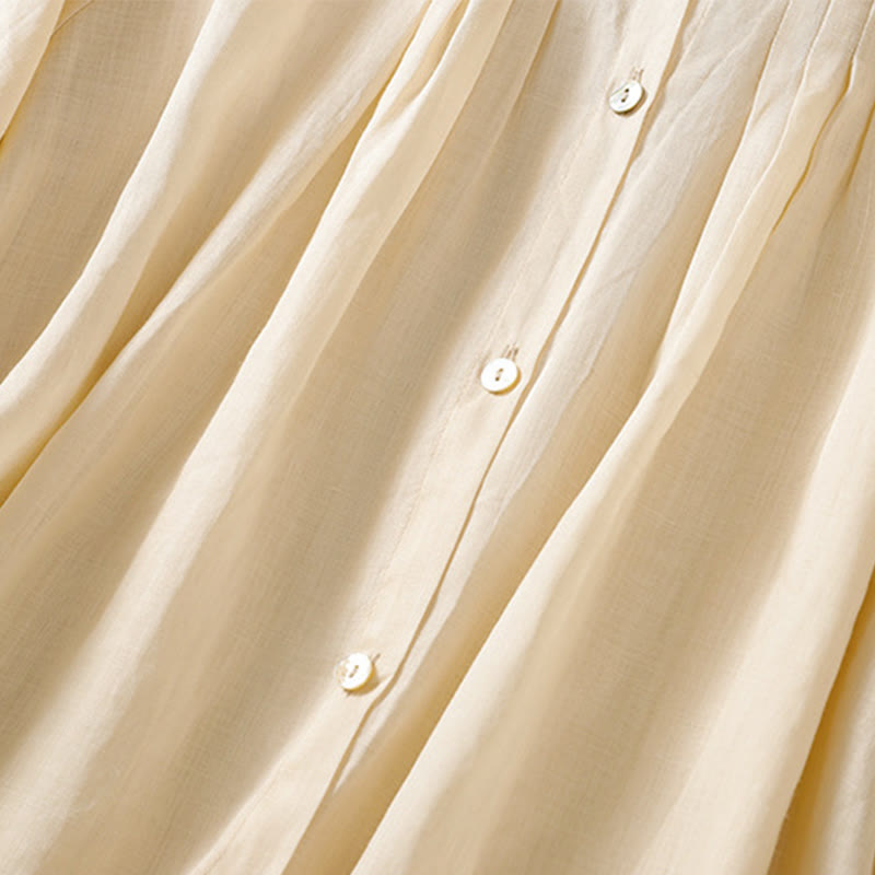 Koszula damska z bawełny Buddha Stones, prosta, zapinana na guziki, z okrągłym dekoltem i rękawami trzy czwarte - image 19