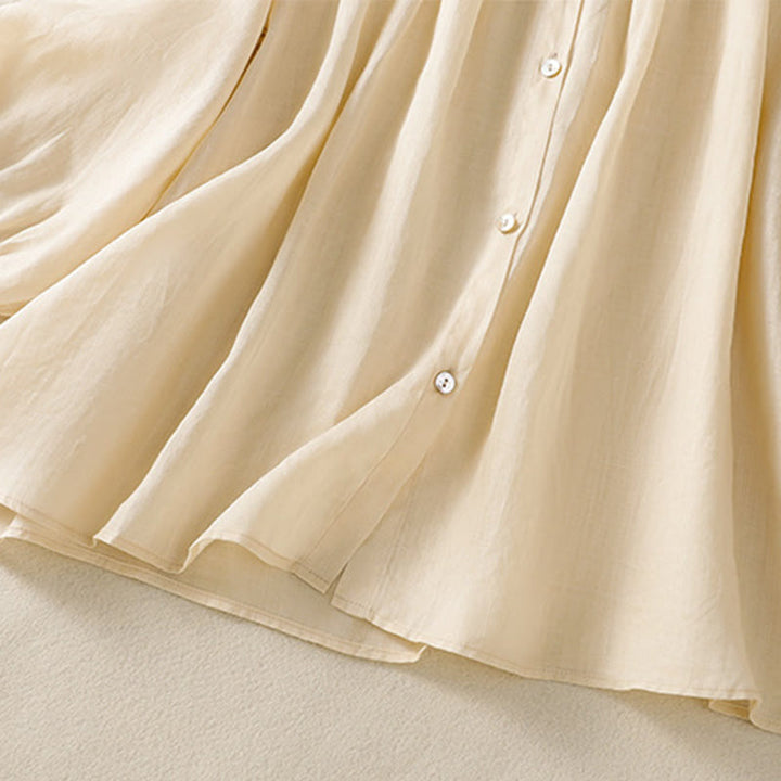 Koszula damska z bawełny Buddha Stones, prosta, zapinana na guziki, z okrągłym dekoltem i rękawami trzy czwarte - image 21