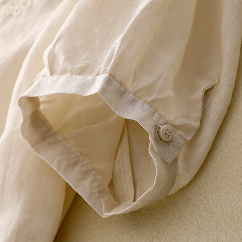 Koszula damska bawełniana z haftem "Buddha Stones Line" z okrągłym dekoltem i krótkim rękawem - image 8