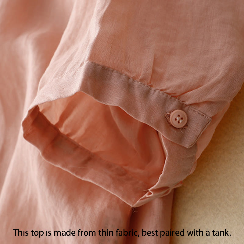 Koszula damska bawełniana z haftem "Buddha Stones Line" z okrągłym dekoltem i krótkim rękawem - image 15